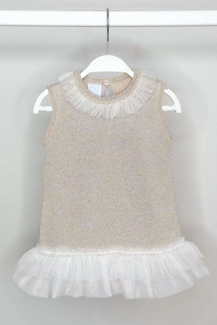 Granlei "Grace" Sparkly Stone Knitted Tulle Bow Dress - Millie and John