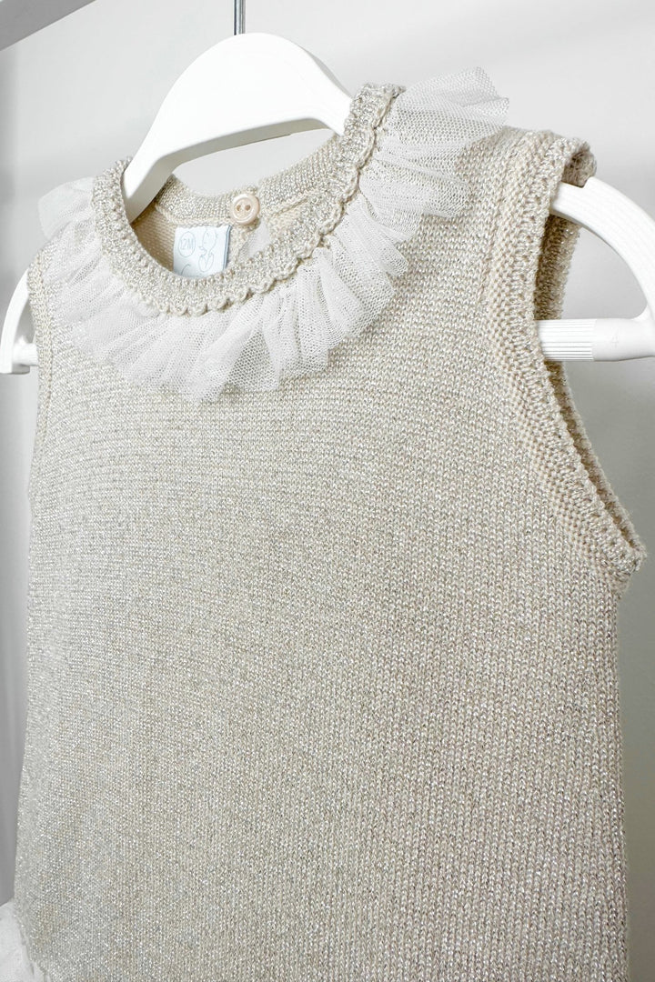 Granlei "Grace" Sparkly Stone Knitted Tulle Bow Dress - Millie and John