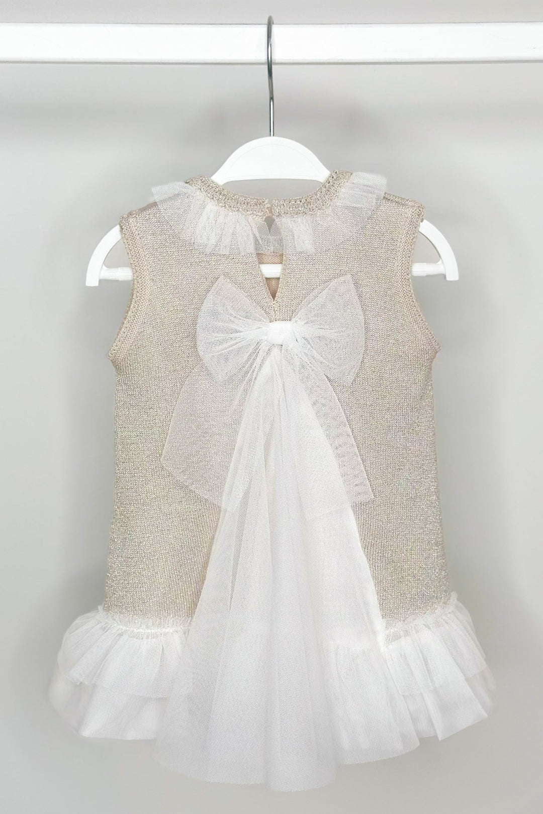 Granlei "Grace" Sparkly Stone Knitted Tulle Bow Dress - Millie and John