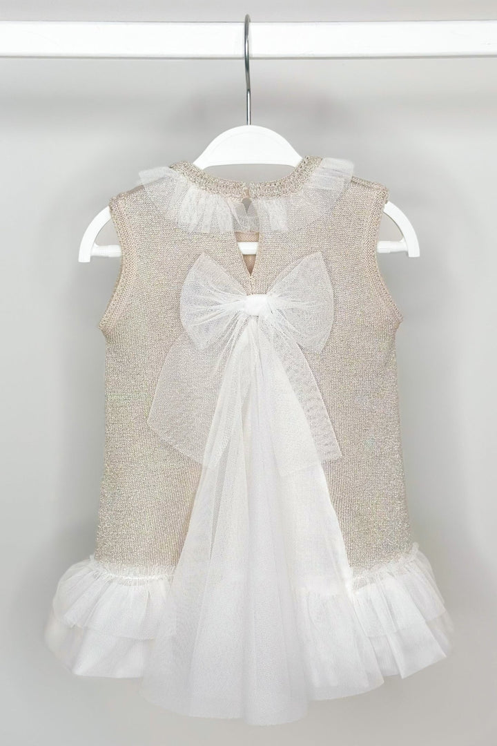 Granlei "Grace" Sparkly Stone Knitted Tulle Bow Dress - Millie and John