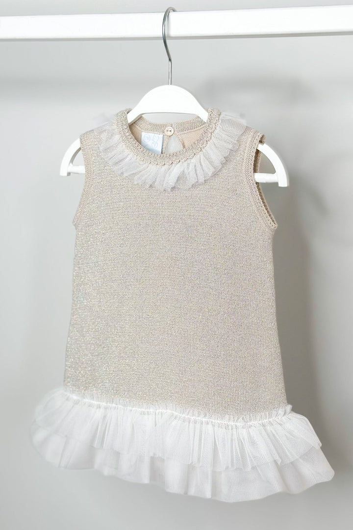 Granlei "Grace" Sparkly Stone Knitted Tulle Bow Dress - Millie and John
