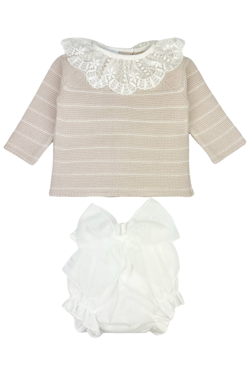 Granlei "Gracie" Stone Stripe Knit Top & Bow Bloomers - Millie and John