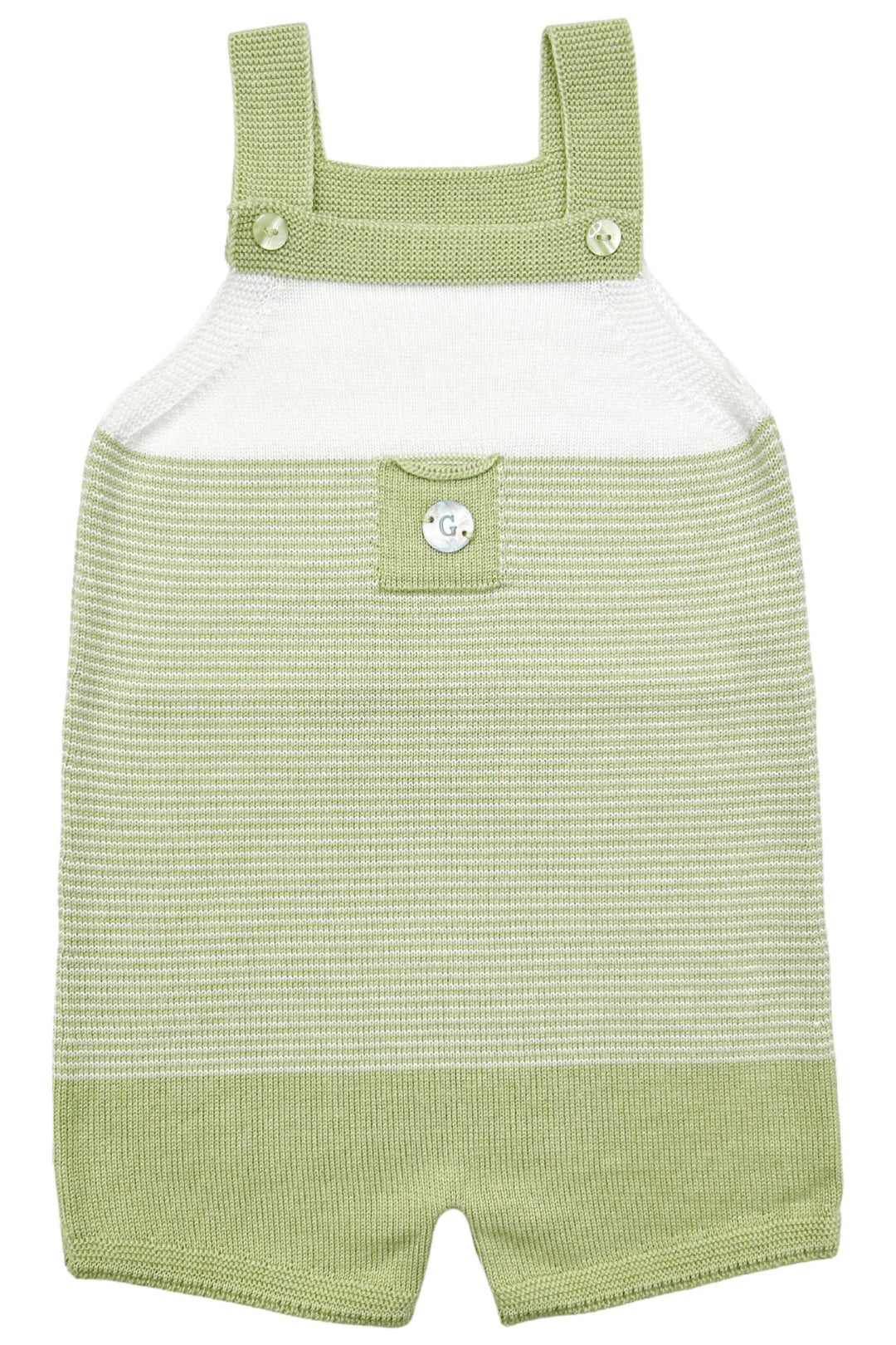 Granlei "Jagger" Pistachio Striped Knit Dungarees - Millie and John
