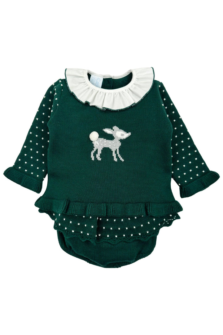 Granlei "Juno" Bottle Green Knit Top & Bloomers - Millie and John