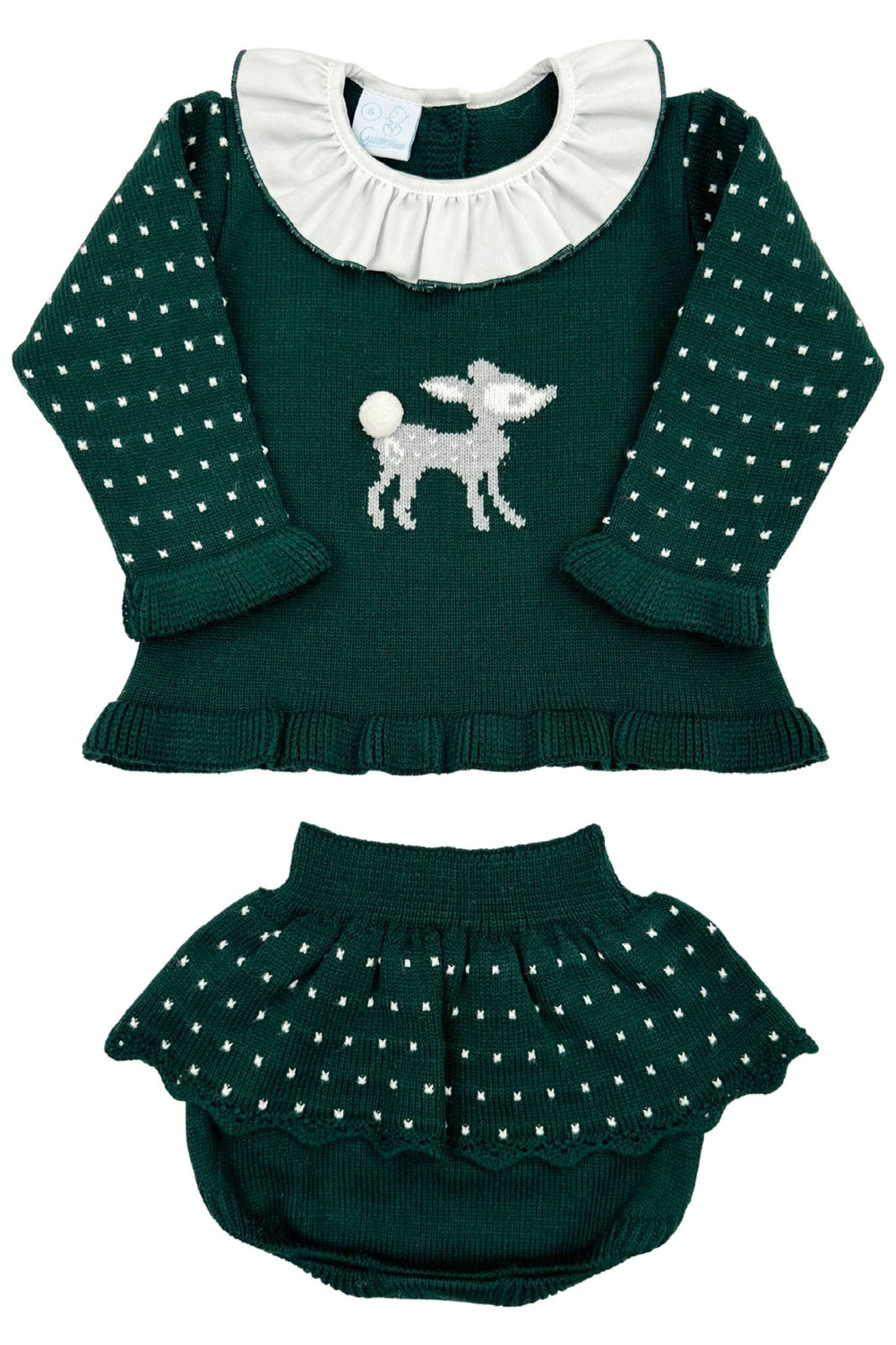 Granlei "Juno" Bottle Green Knit Top & Bloomers - Millie and John