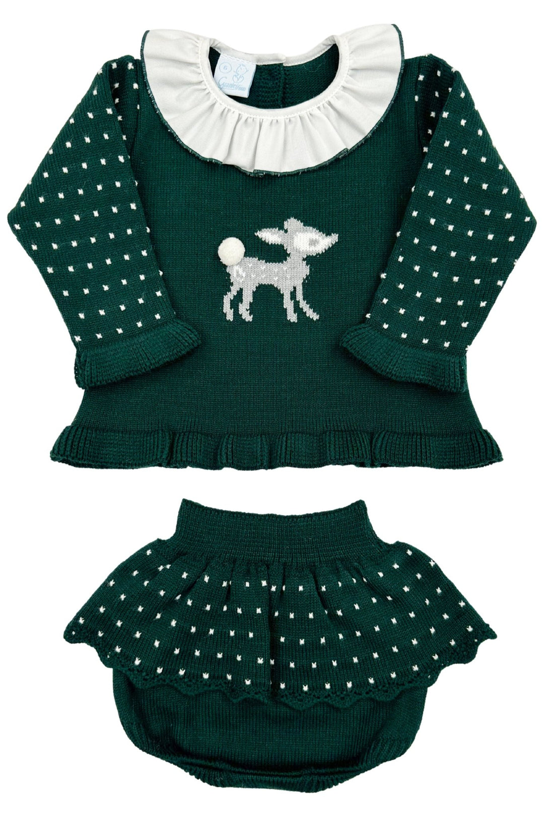 Granlei "Juno" Bottle Green Knit Top & Bloomers - Millie and John