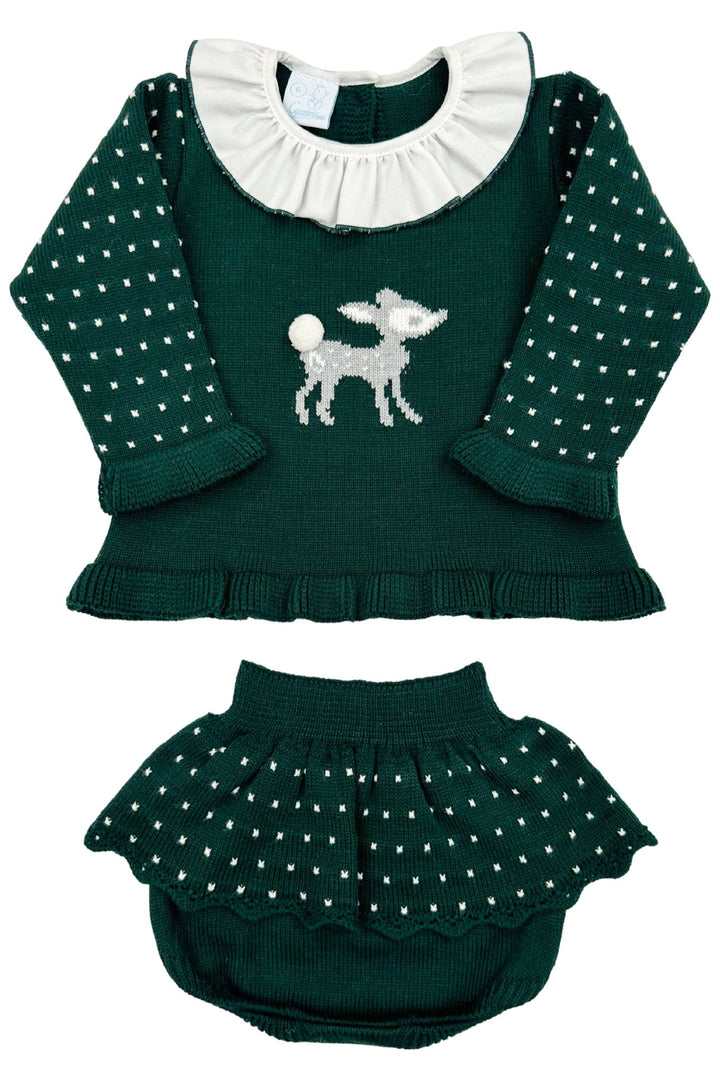 Granlei "Juno" Bottle Green Knit Top & Bloomers - Millie and John