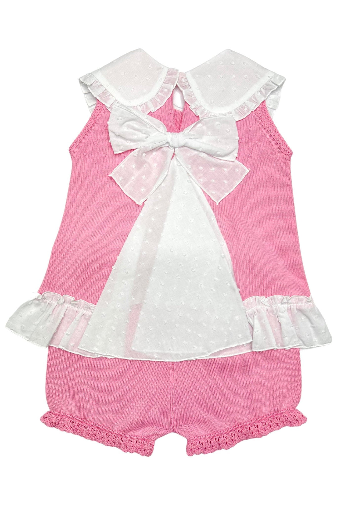 Granlei "Keke" Hot Pink Plumeti Dot Bow Knit Blouse & Shorts - Millie and John