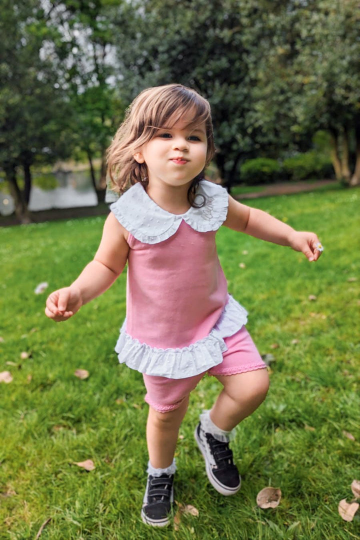 Granlei "Keke" Hot Pink Plumeti Dot Bow Knit Blouse & Shorts - Millie and John