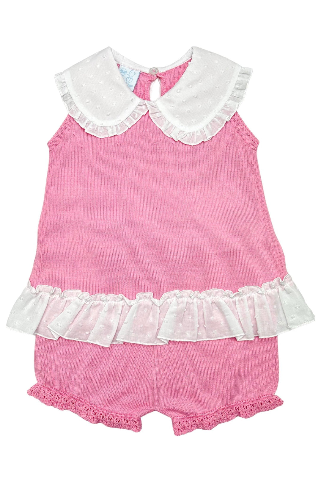 Granlei "Keke" Hot Pink Plumeti Dot Bow Knit Blouse & Shorts - Millie and John