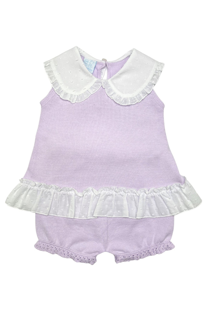 Granlei "Keke" Lilac Plumeti Dot Bow Knit Blouse & Shorts - Millie and John