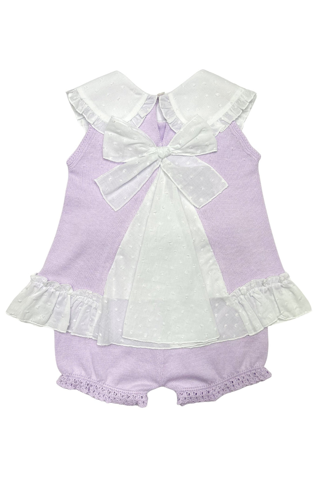 Granlei "Keke" Lilac Plumeti Dot Bow Knit Blouse & Shorts - Millie and John