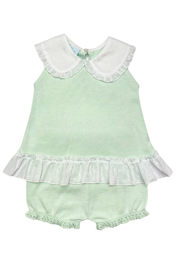 Granlei "Keke" Mint Plumeti Dot Bow Knit Blouse & Shorts - Millie and John