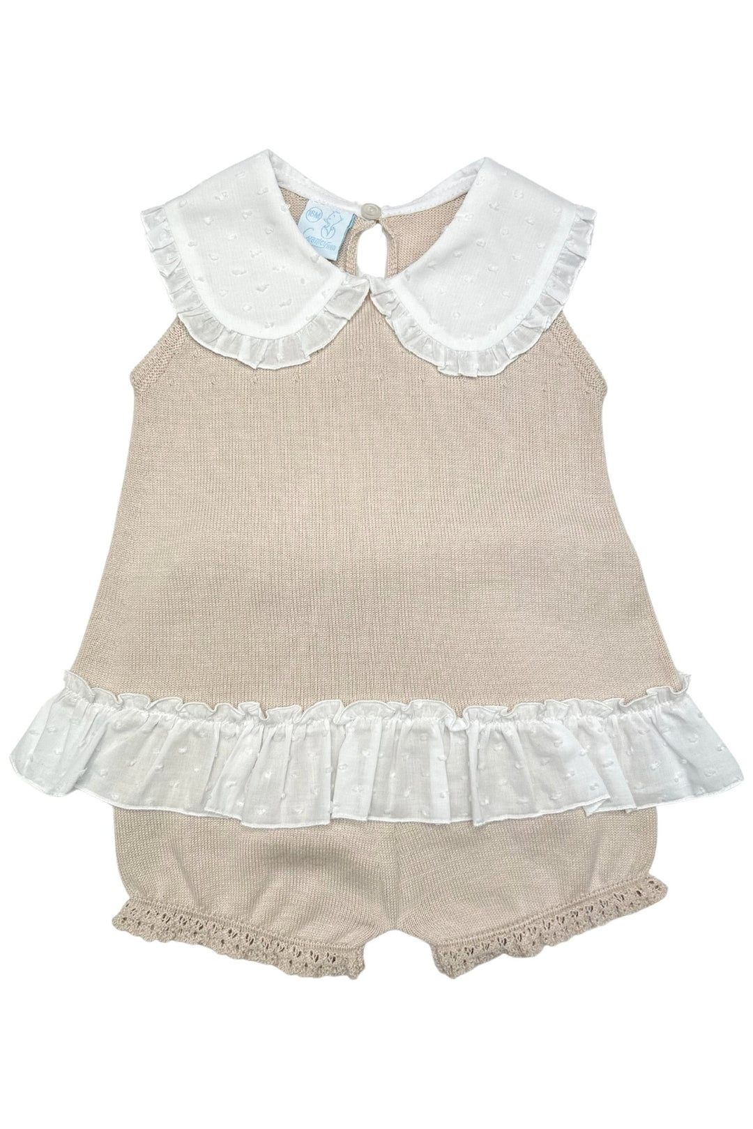 Granlei "Keke" Stone Plumeti Dot Bow Knit Blouse & Shorts - Millie and John