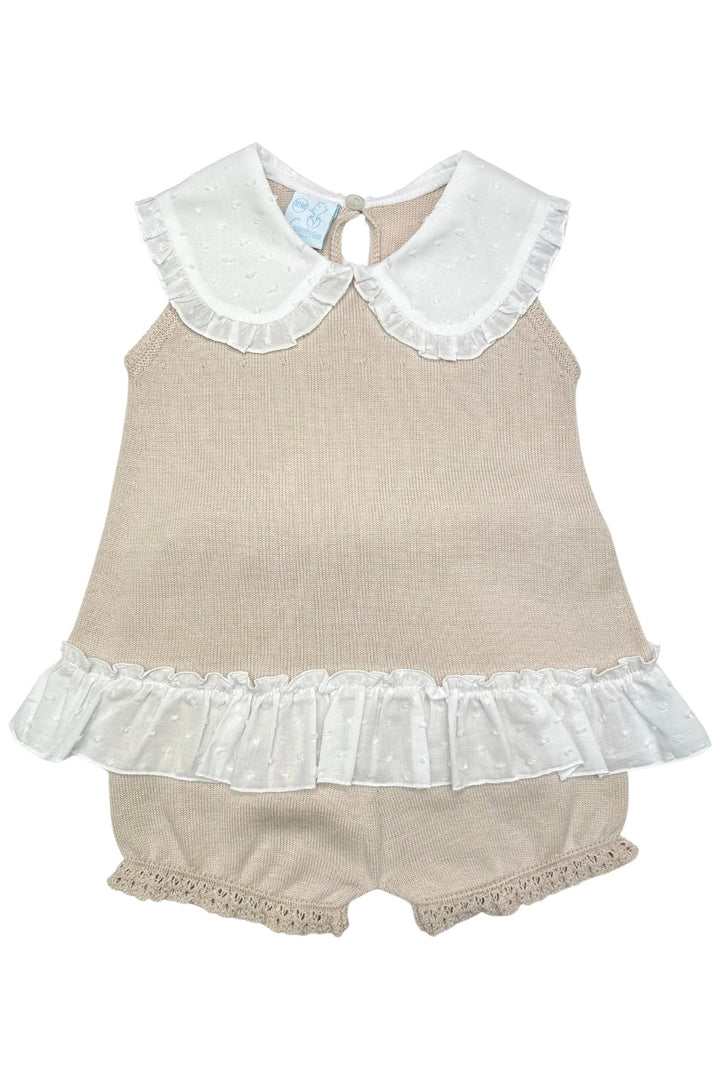 Granlei "Keke" Stone Plumeti Dot Bow Knit Blouse & Shorts - Millie and John