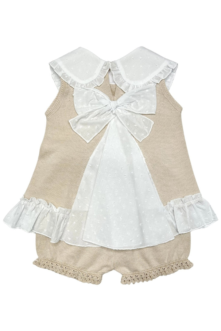 Granlei "Keke" Stone Plumeti Dot Bow Knit Blouse & Shorts - Millie and John