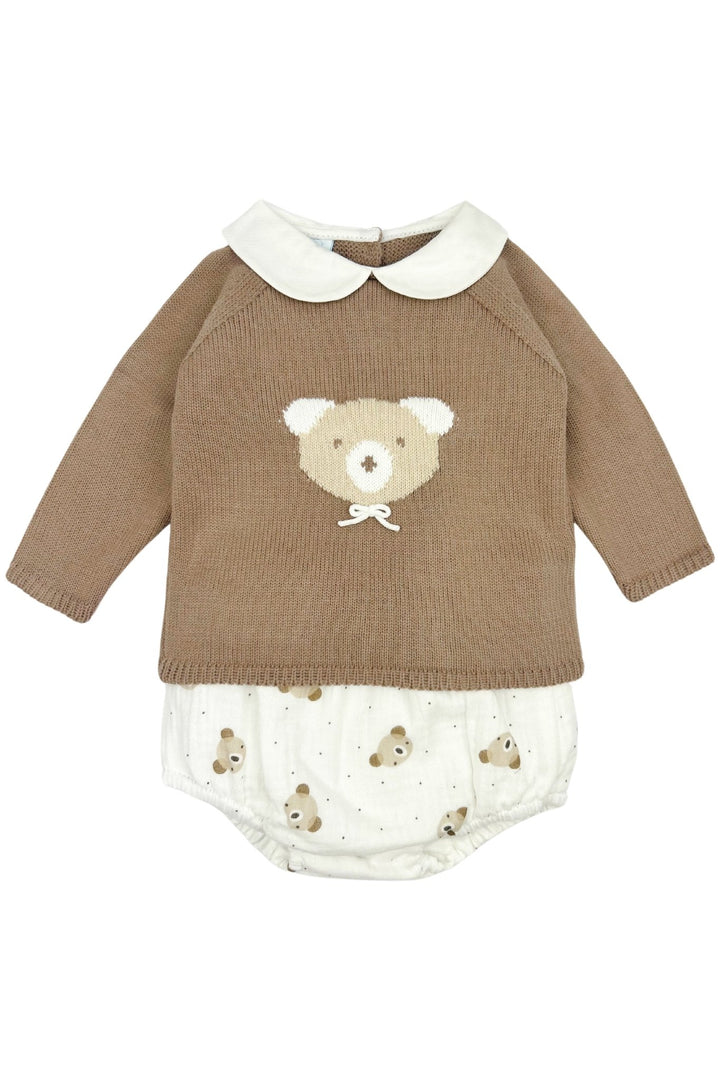 Granlei "Marley" Caramel Brown Knit Bear Top & Jam Pants - Millie and John