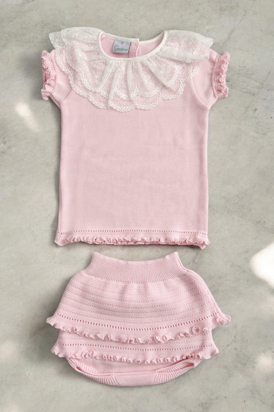 Granlei "Nuriyah" Pink Knitted Lace Top & Skort - Millie and John