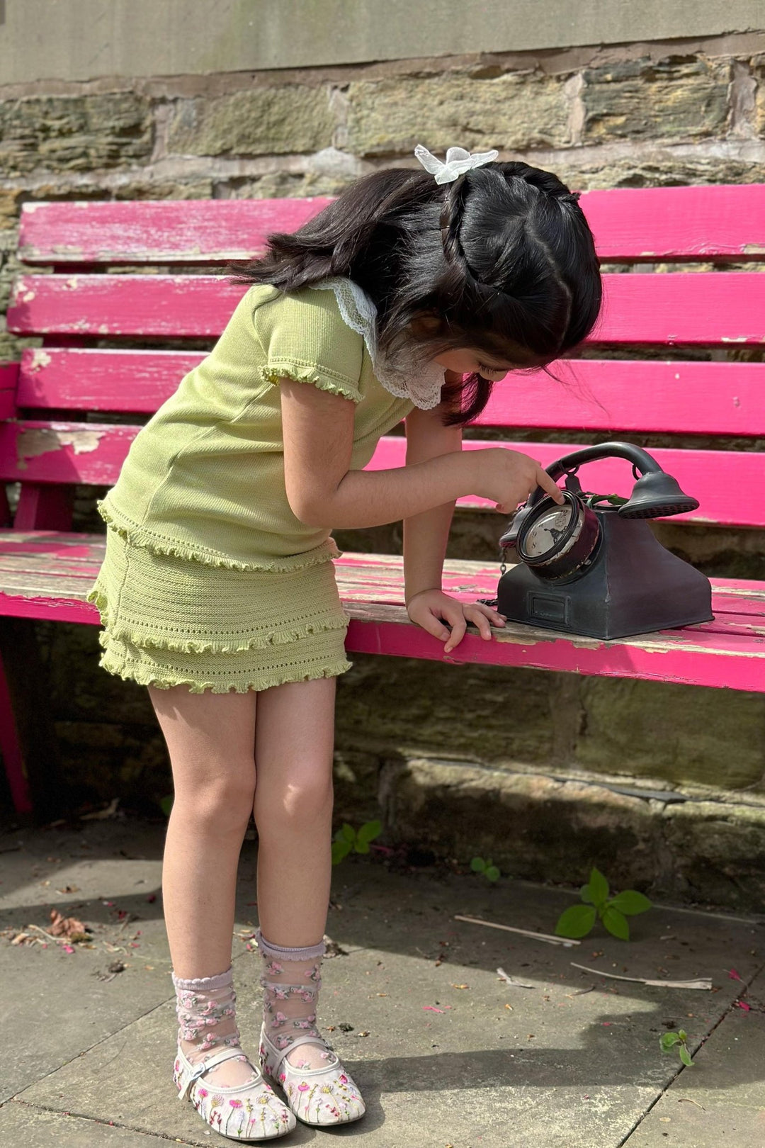 Granlei "Nuriyah" Pistachio Knitted Lace Top & Skort - Millie and John