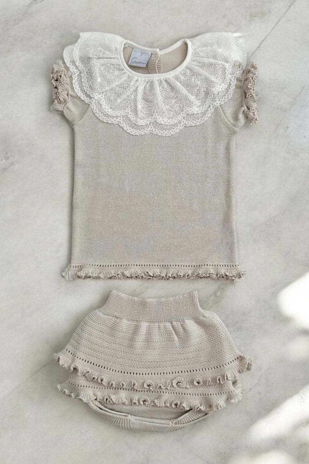 Granlei "Nuriyah" Sparkly Stone Knitted Lace Top & Skort - Millie and John