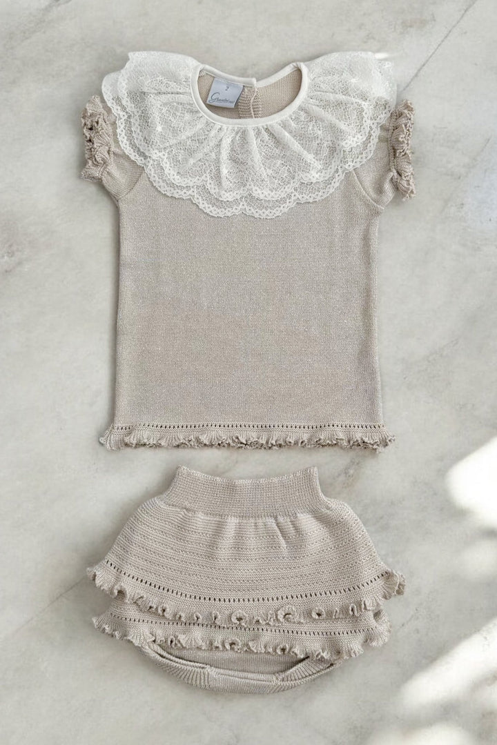 Granlei "Nuriyah" Sparkly Stone Knitted Lace Top & Skort - Millie and John