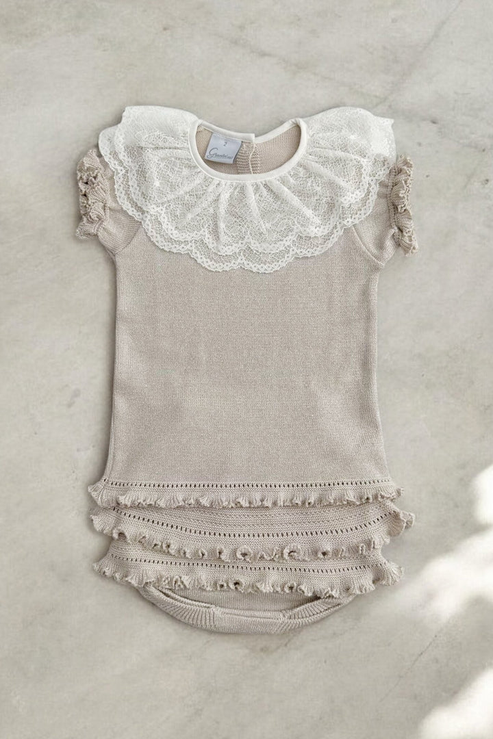 Granlei "Nuriyah" Sparkly Stone Knitted Lace Top & Skort - Millie and John