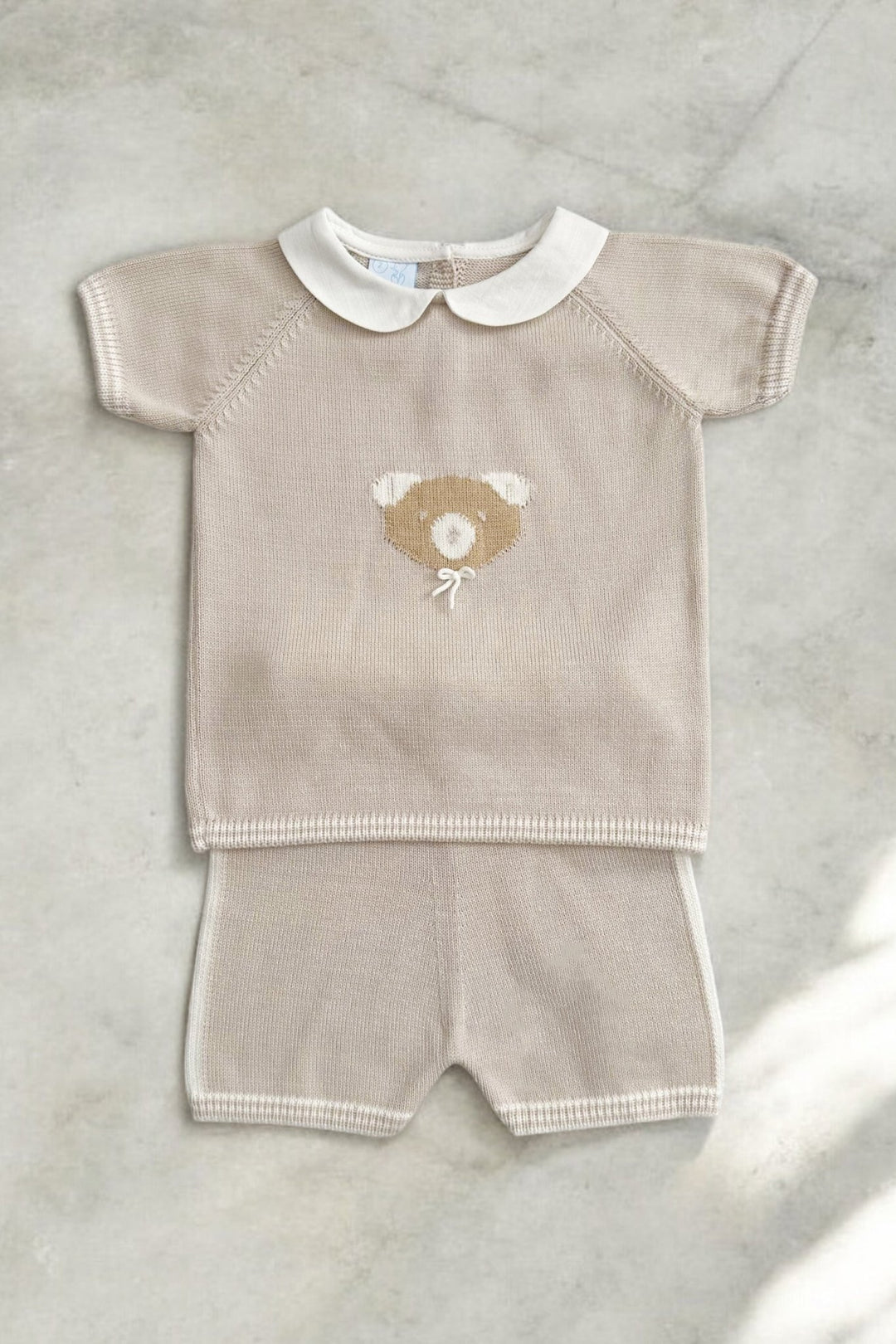 Granlei "Ralph" Stone Knitted Bear Top & Shorts - Millie and John