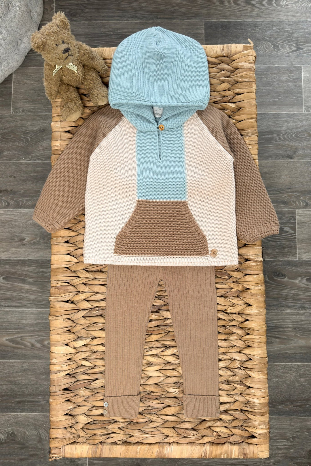 Granlei "Roman" Caramel, Cloud Blue & Stone Knit Hoodie & Leggings - Millie and John