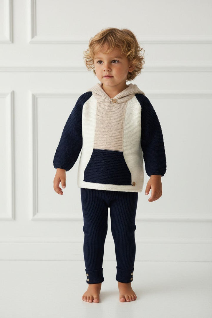 Granlei "Roman" Navy, Stone &amp; Ivory Knit Hoodie &amp; Leggings - Millie and John