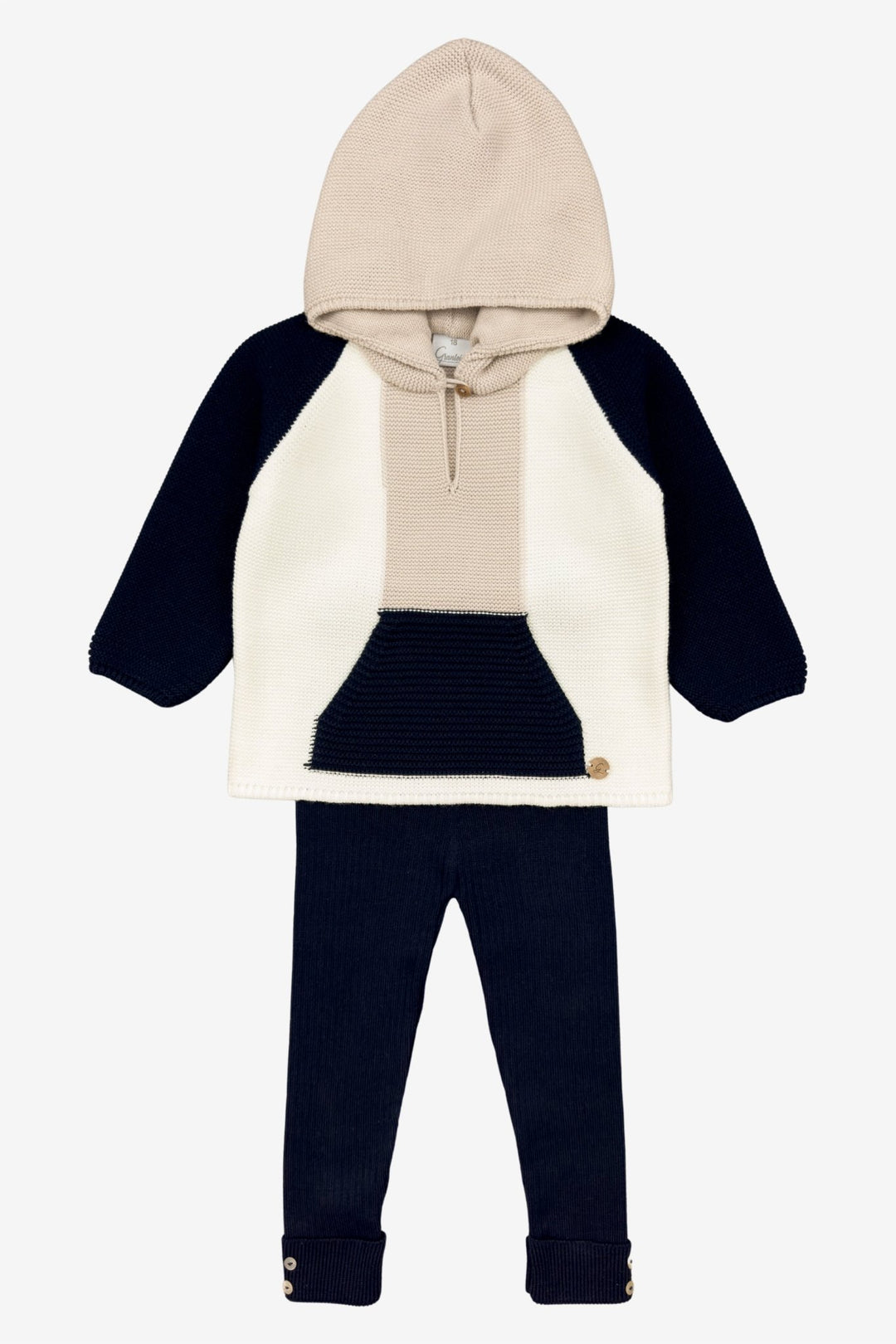 Granlei "Roman" Navy, Stone & Ivory Knit Hoodie & Leggings - Millie and John