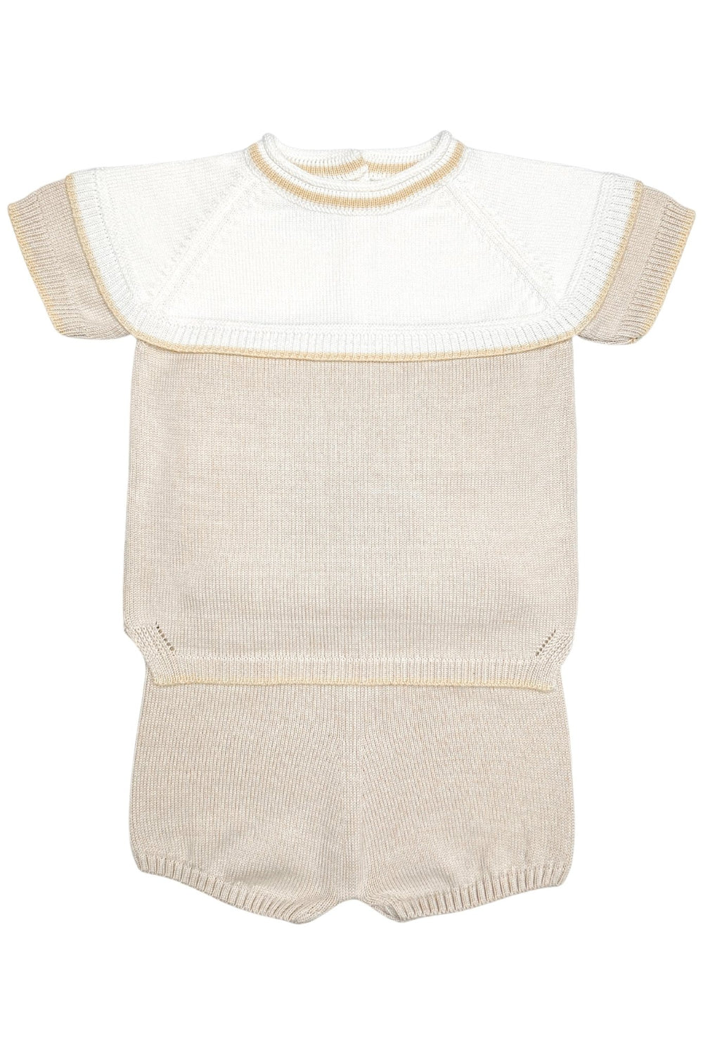 Granlei "Theo" Stone, Ivory & Beige Knit Top & Shorts - Millie and John