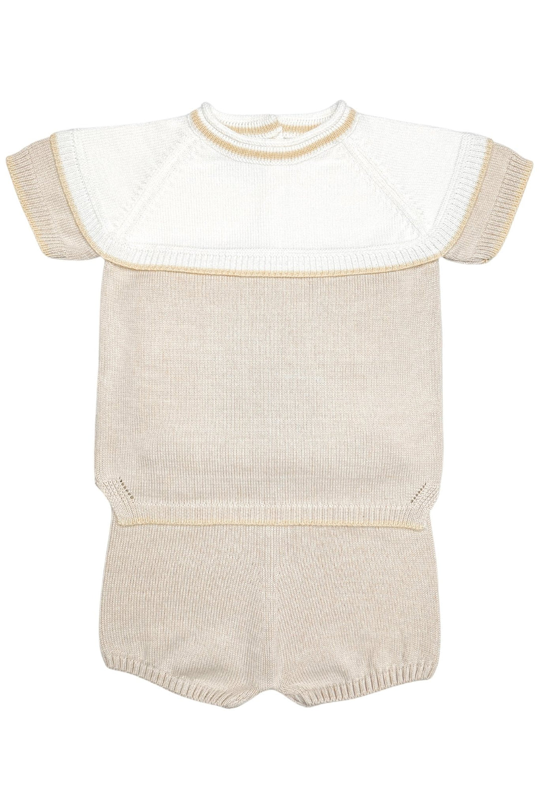 Granlei "Theo" Stone, Ivory & Beige Knit Top & Shorts - Millie and John