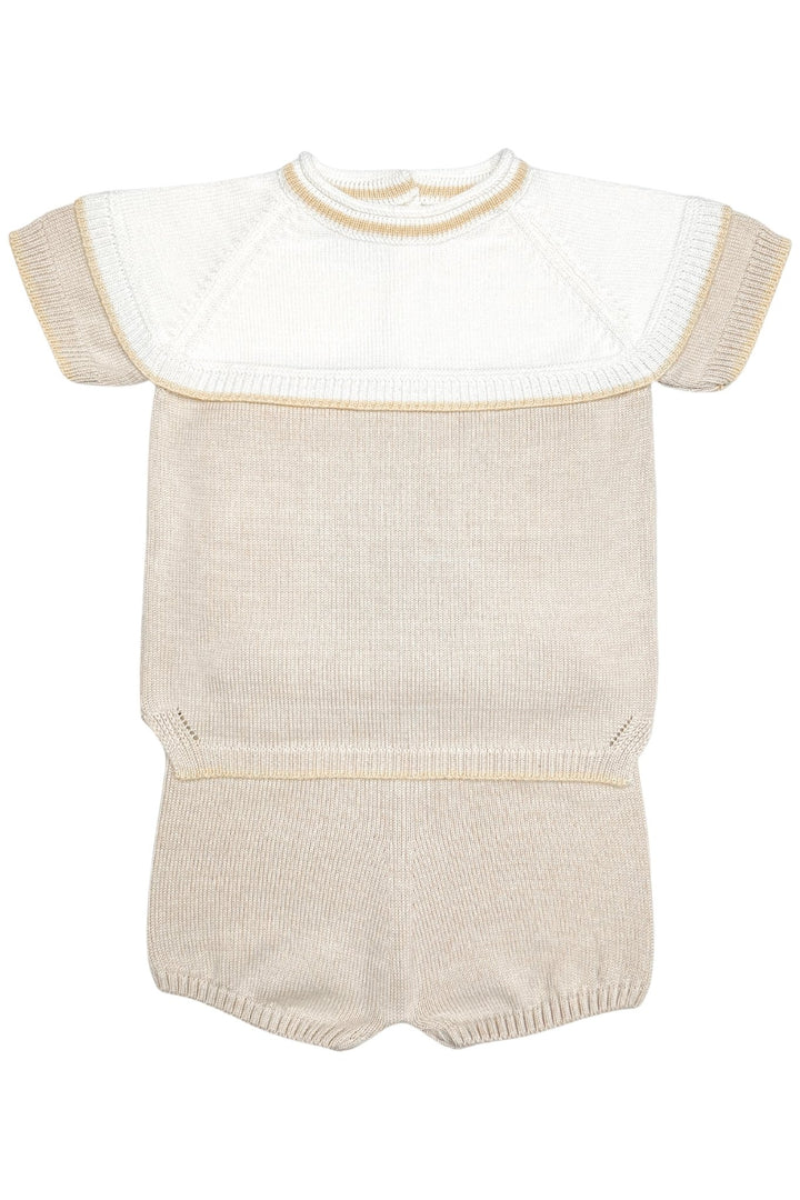 Granlei "Theo" Stone, Ivory & Beige Knit Top & Shorts - Millie and John