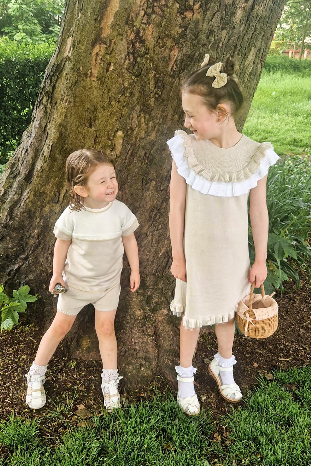 Granlei "Theo" Stone, Ivory & Beige Knit Top & Shorts - Millie and John