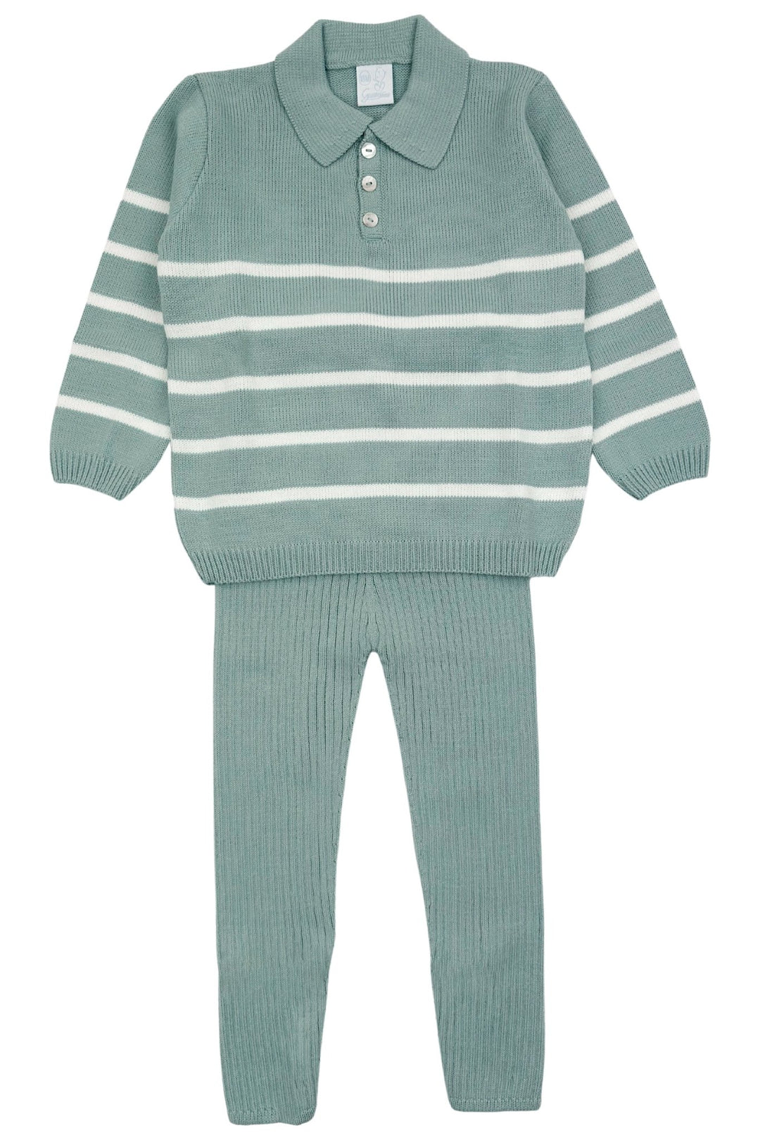 Granlei "Tommy" Sage Green Striped Knit Top & Leggings - Millie and John