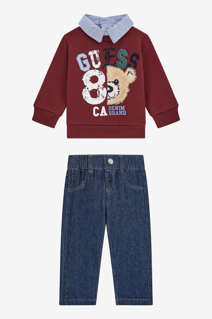 GUESS® Kids "Archie" Burgundy Varsity Sweatshirt & Trousers - Millie and John