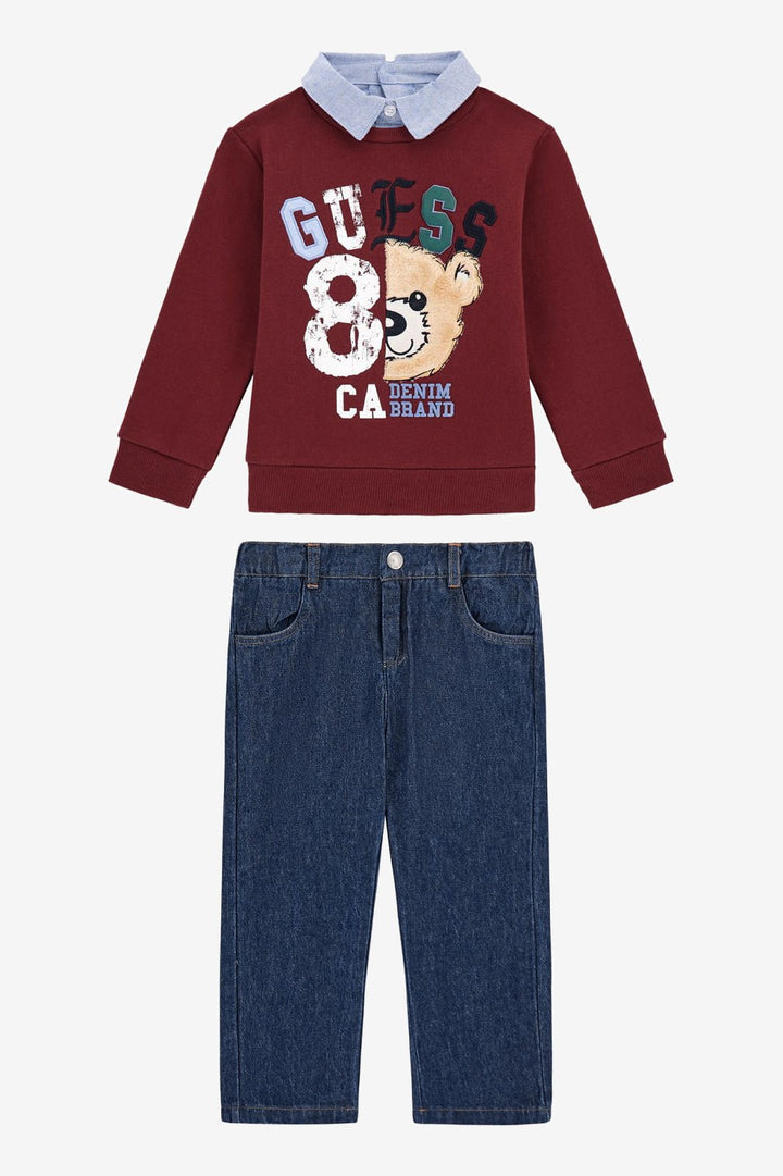GUESS® Kids "Archie" Burgundy Varsity Sweatshirt & Trousers - Millie and John