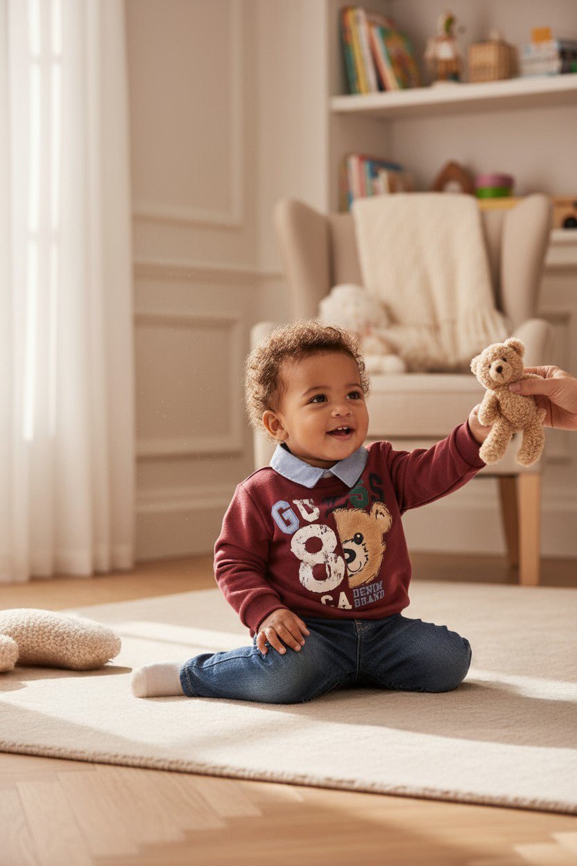 GUESS® Kids "Archie" Burgundy Varsity Sweatshirt & Trousers - Millie and John