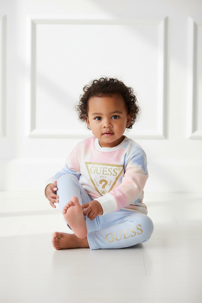 GUESS® Kids "Ava" Pink & Blue Sweatshirt & Leggings - Millie and John