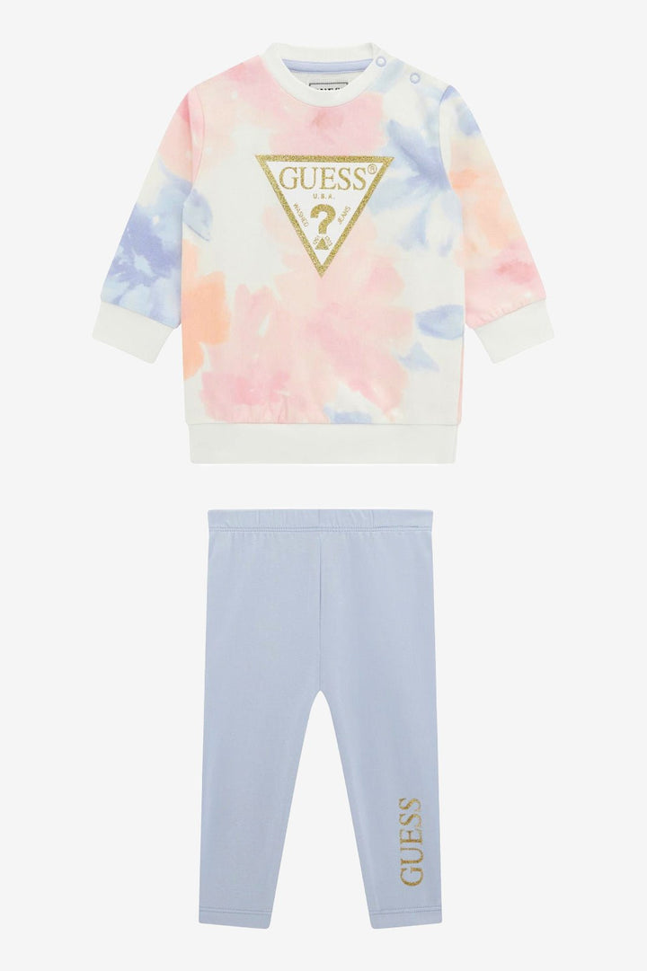 GUESS® Kids "Ava" Pink & Blue Sweatshirt & Leggings - Millie and John