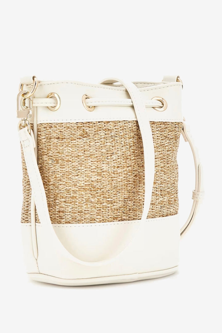 GUESS® Kids "Bria" Cream Straw Mini Bucket Bag - Millie and John