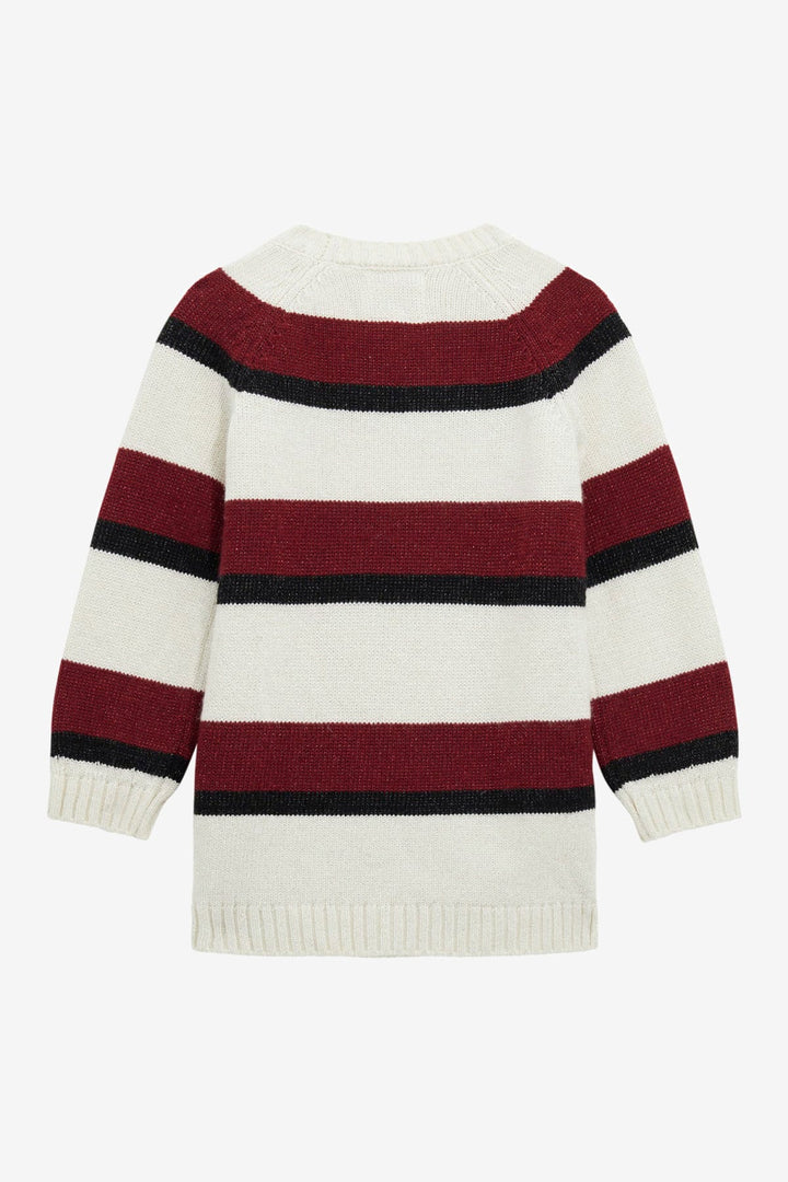 GUESS® Kids "Cassie" Sparkly Ivory, Burgundy & Black Knit Jumper Dress - Millie and John