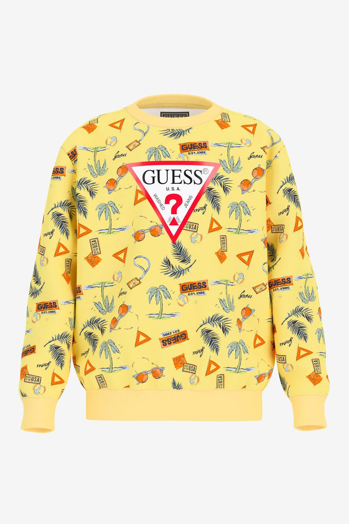 GUESS® Kids "Coby" Yellow Summer Print Sweatshirt - Millie and John