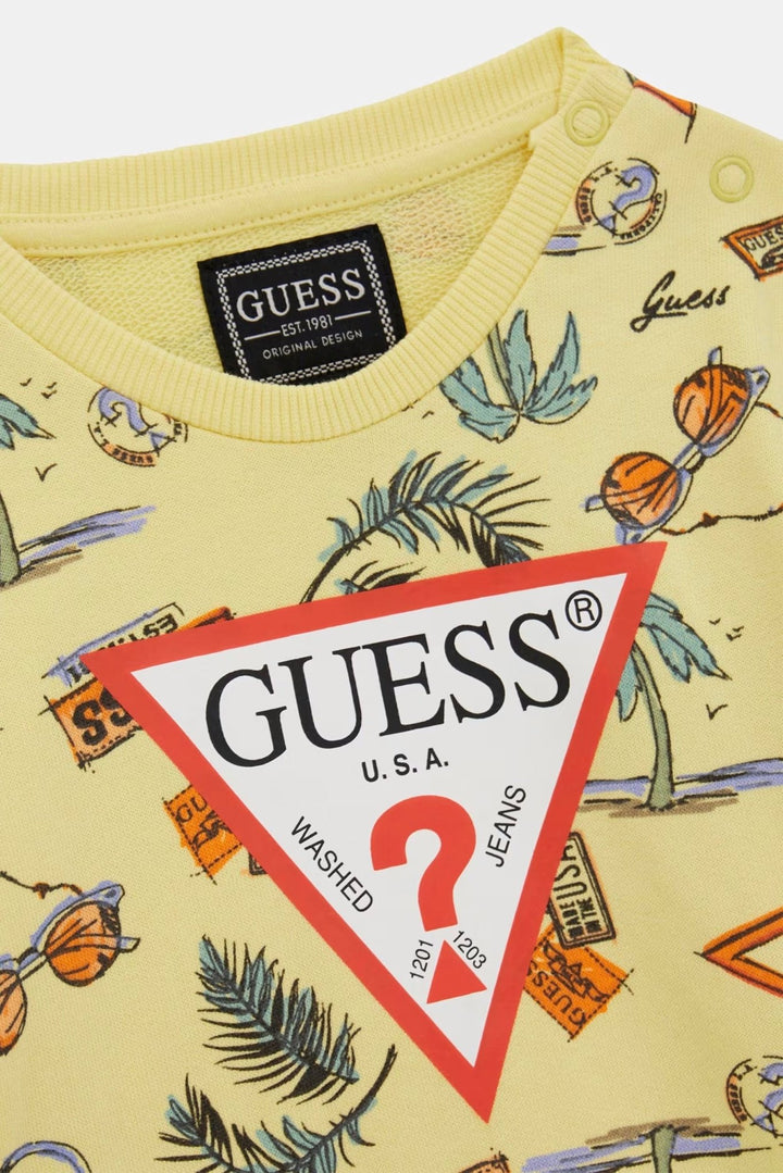 GUESS® Kids "Coby" Yellow Summer Print Sweatshirt - Millie and John