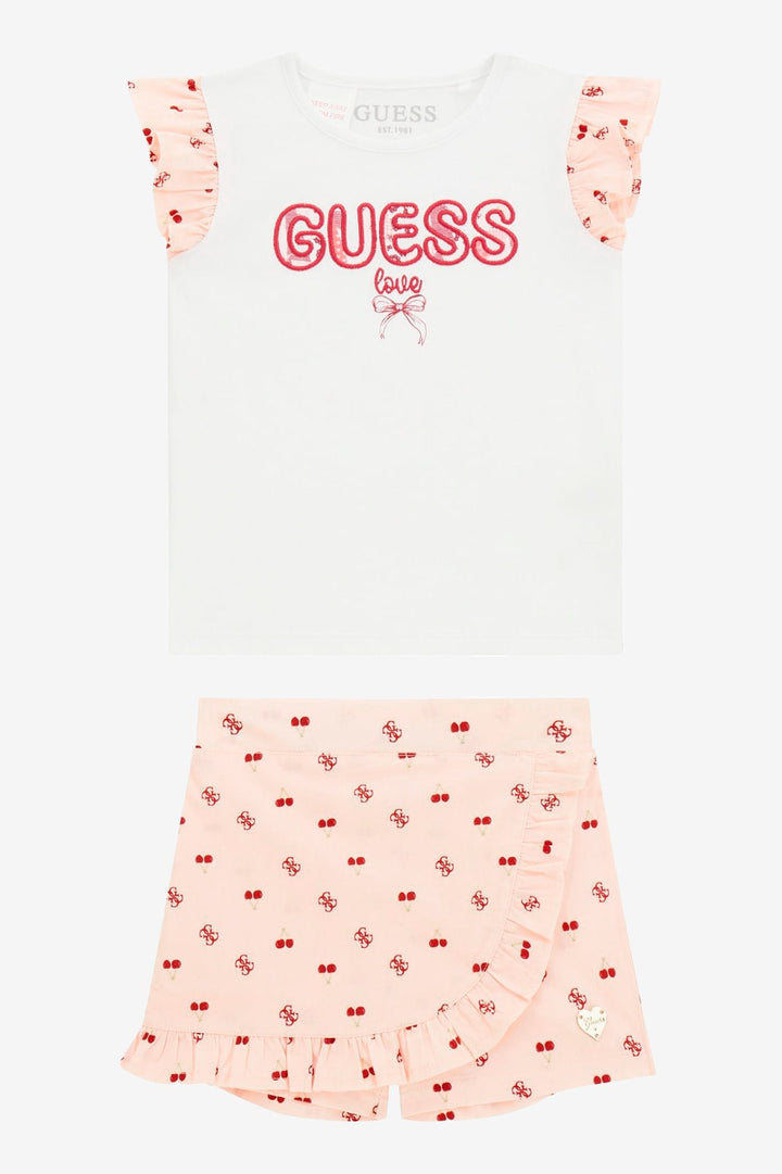 GUESS® Kids "Dulcie" Peach & Red Cherry Print Top & Skort - Millie and John
