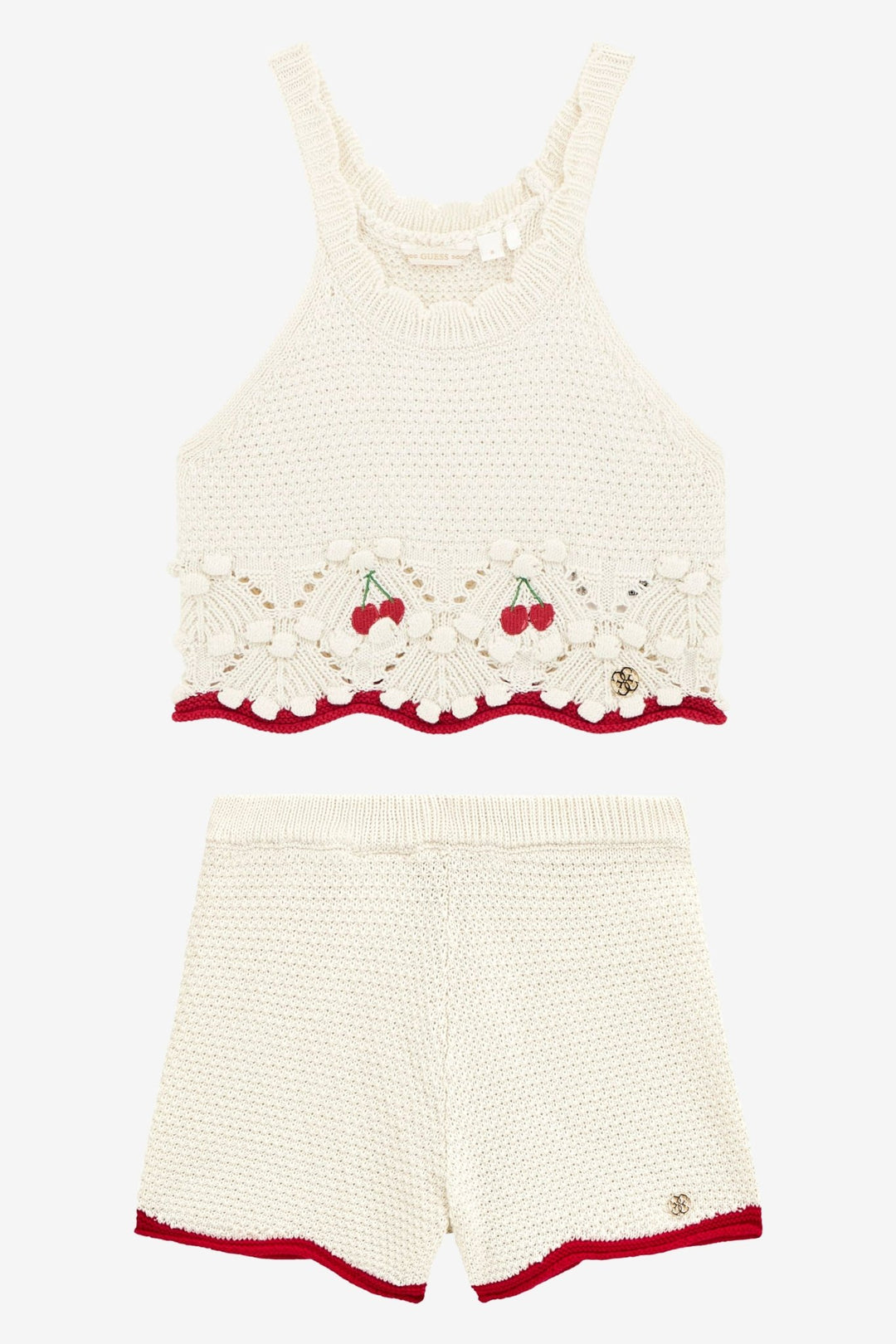 GUESS® Kids "Edie" Ivory & Red Knitted Cherry Top & Shorts - Millie and John