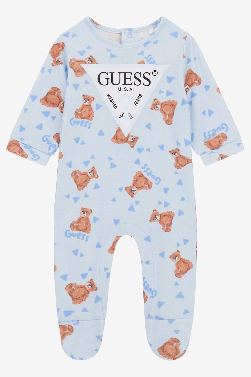 GUESS® Kids "Elliot" Blue Bear Print Sleepsuit - Millie and John