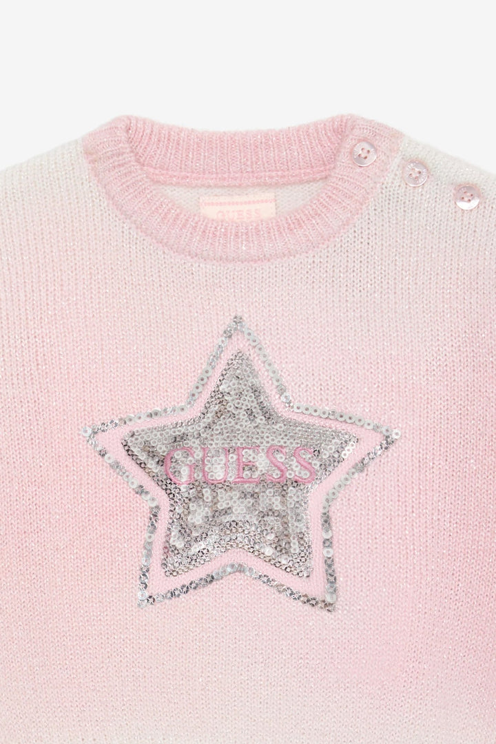 GUESS® Kids "Elsie" Pink Shimmer Knit Jumper - Millie and John