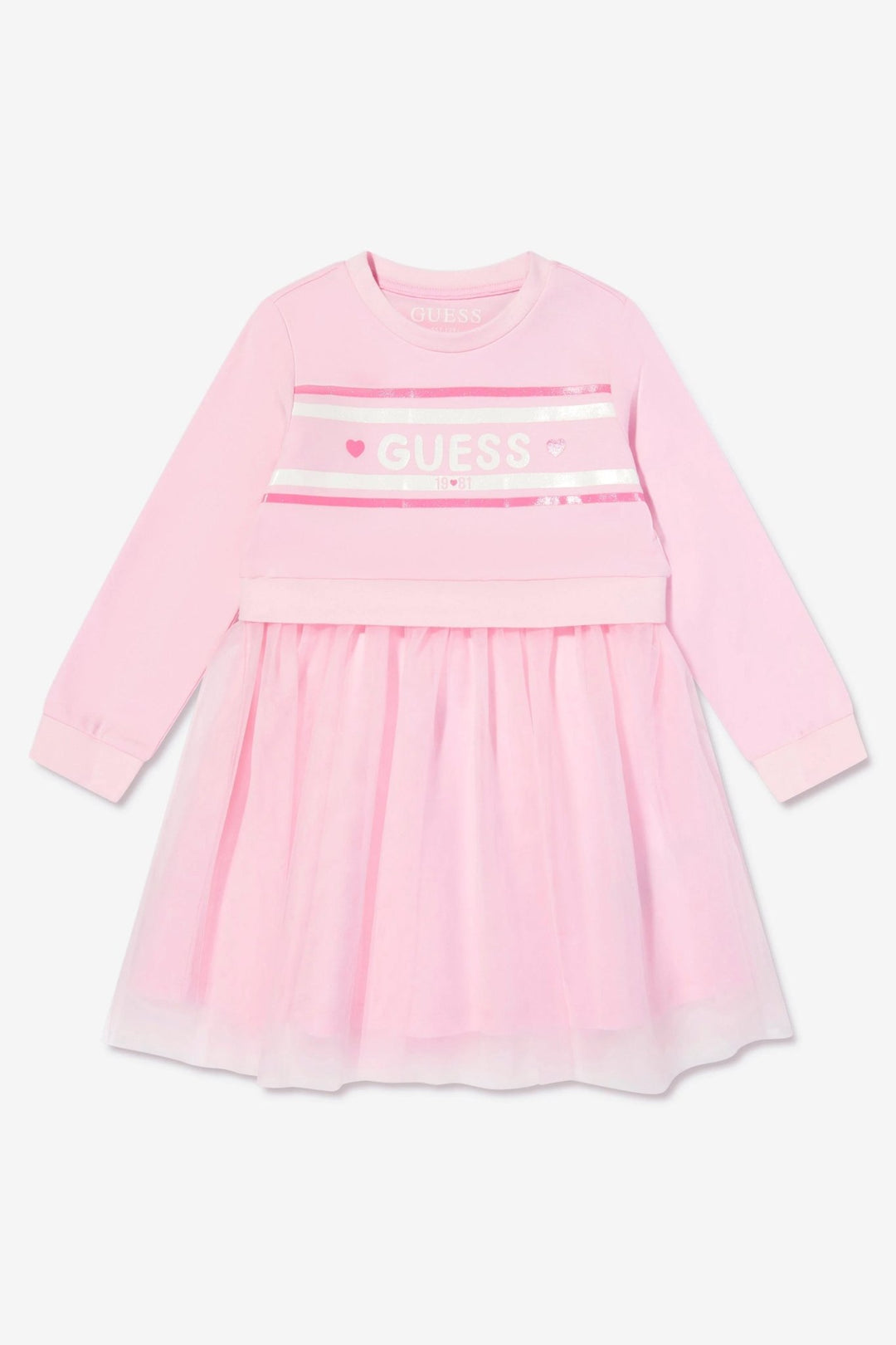 GUESS® Kids "Evie" Cotton Candy Pink Tulle Sweatshirt Dress - Millie and John