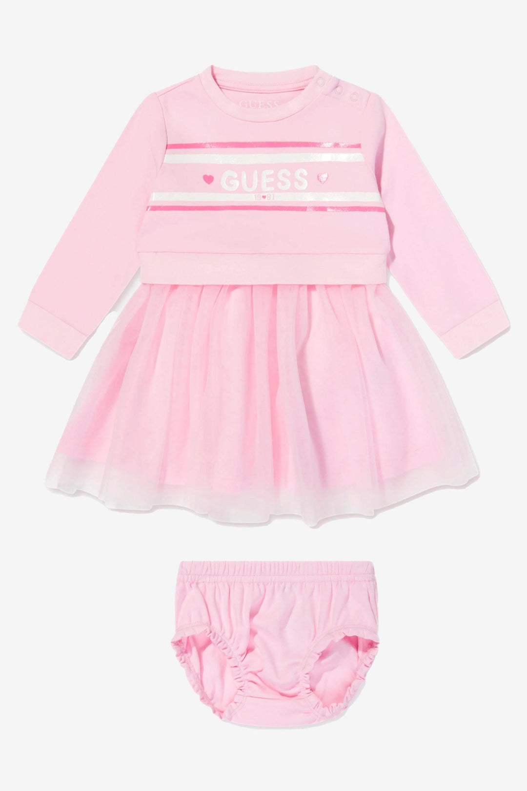 GUESS® Kids "Evie" Cotton Candy Pink Tulle Sweatshirt Dress - Millie and John